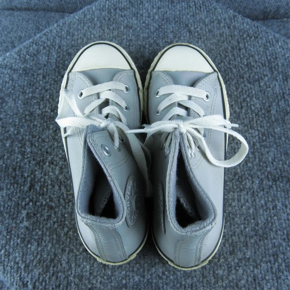 Converse Boys Sneaker Shoes Sz Y 13‎ Medium Athletic Gray Leather Lace Up